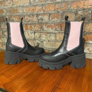 Ganni Chelsea Boots--Pink and Black